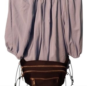 Zorfin Black Waist Bag with Gold Zippers